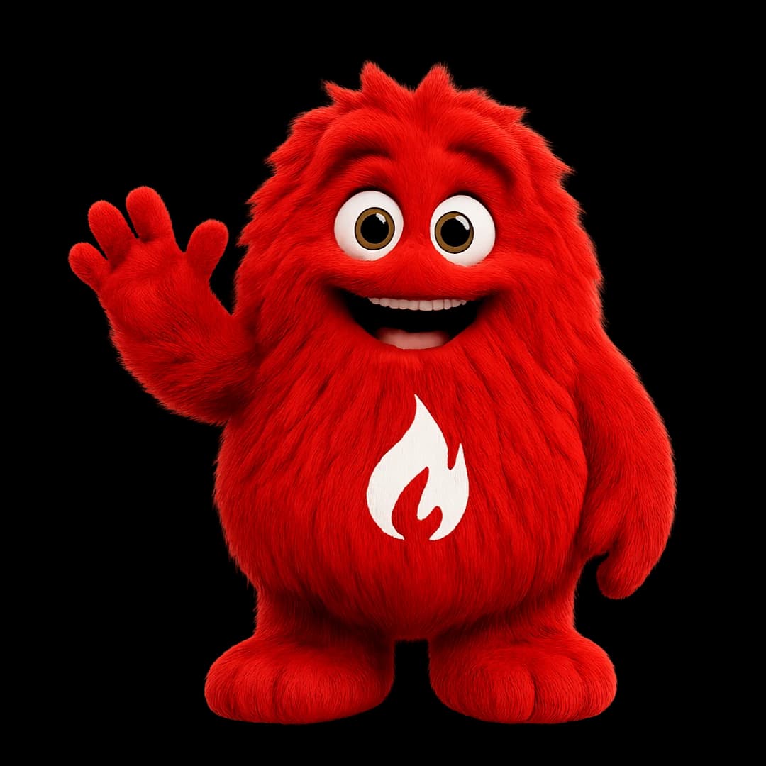 Ember, the Sharp Heating boiler mascot