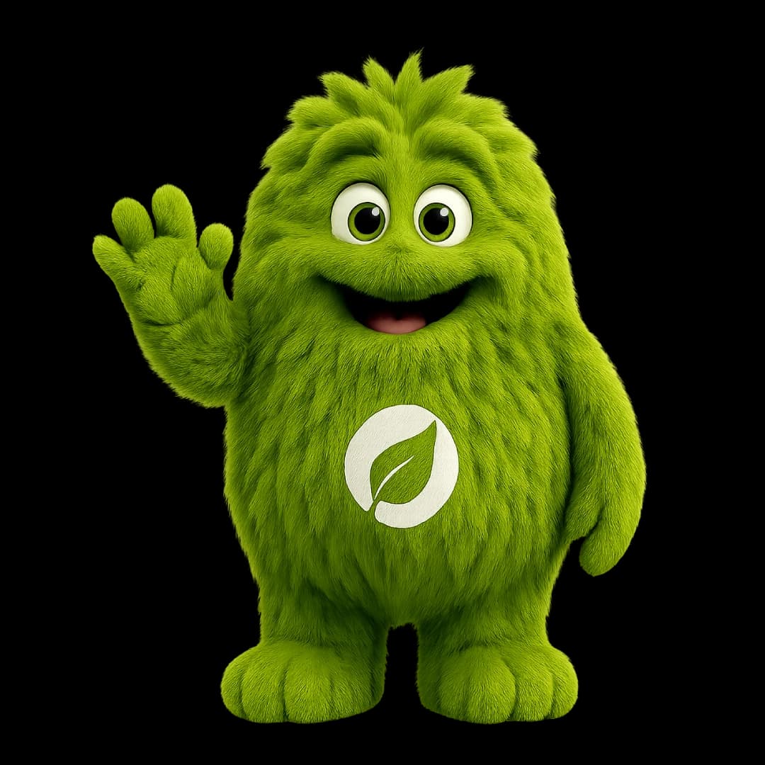 Sprout, the Sharp Renewables heat pump mascot
